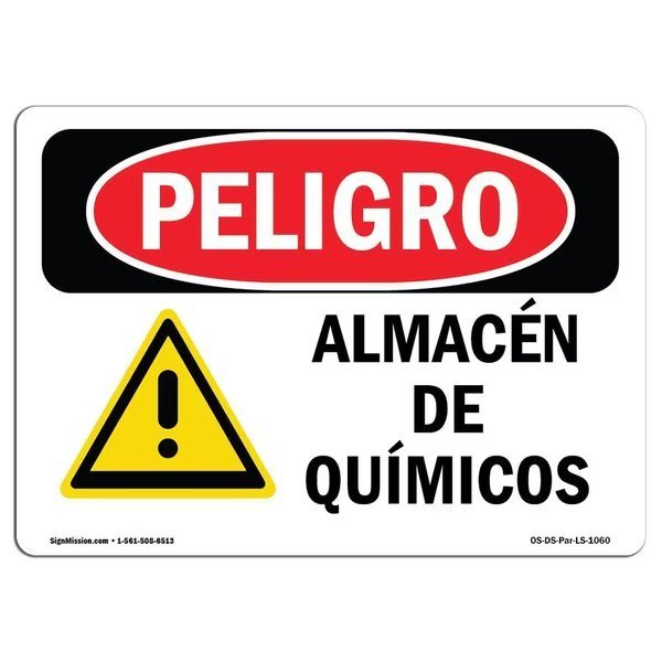 OSHA Sign, Chemical Storage Spanish, 24in X 18in Aluminum, 18